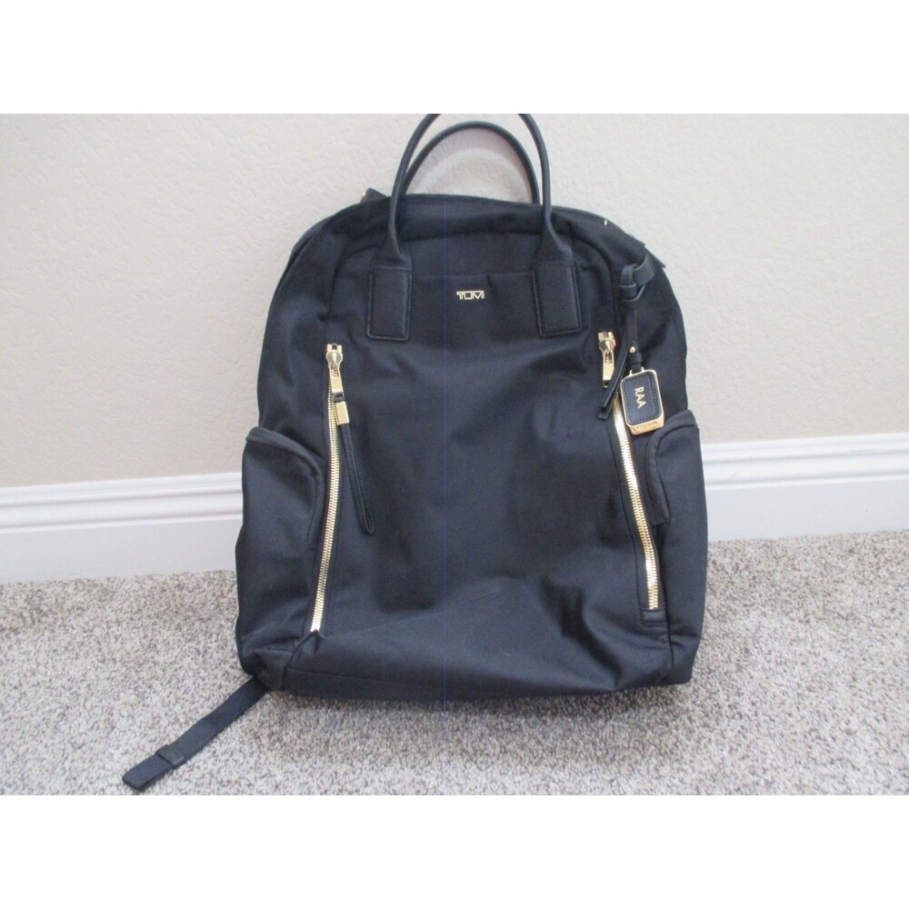TUMI Voyageur Atlanta Backpack Black Gold Nylon Laptop Travel Bag Quality Luxury